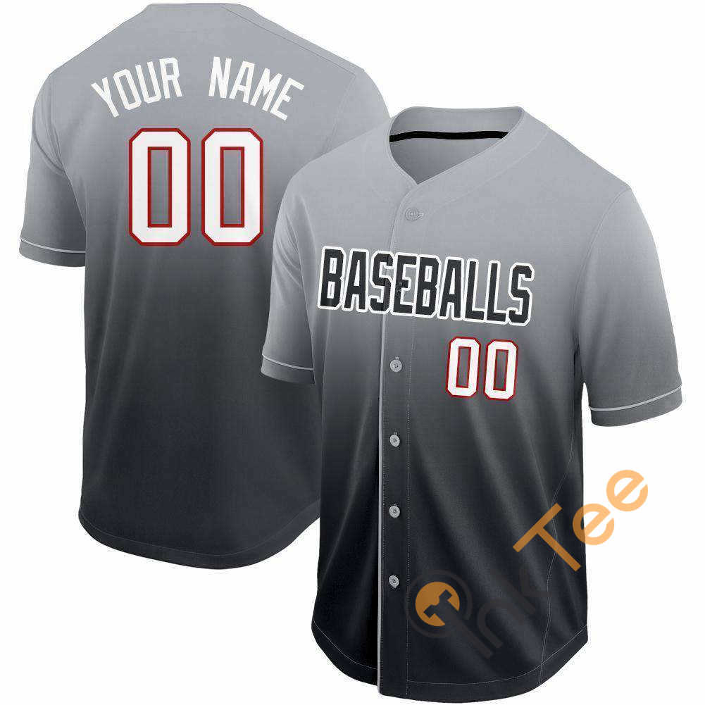 Custom Black White Red Fade Baseball Jersey