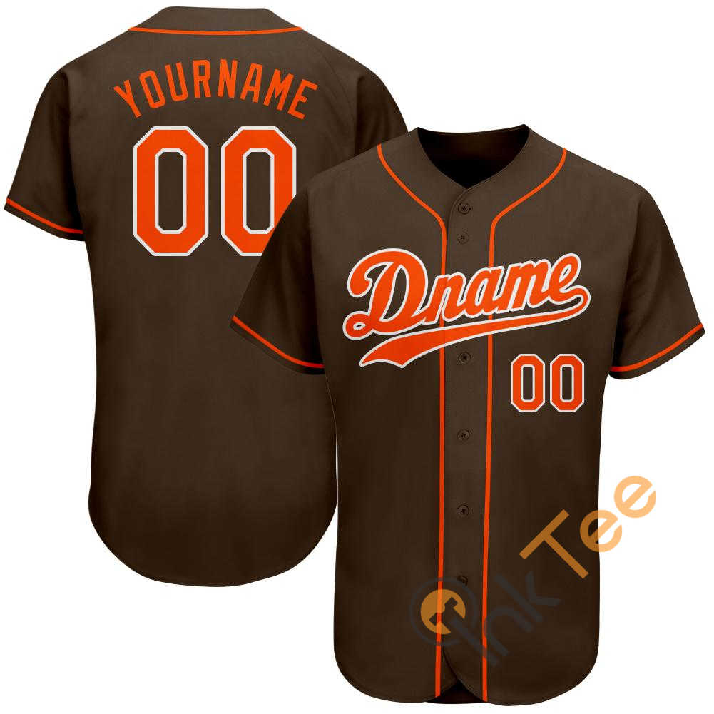 Custom Brown Orange White Baseball Jersey