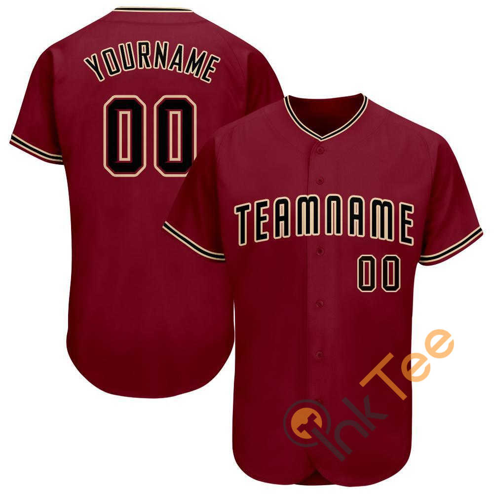 Custom Crimson Black Khaki Baseball Jersey