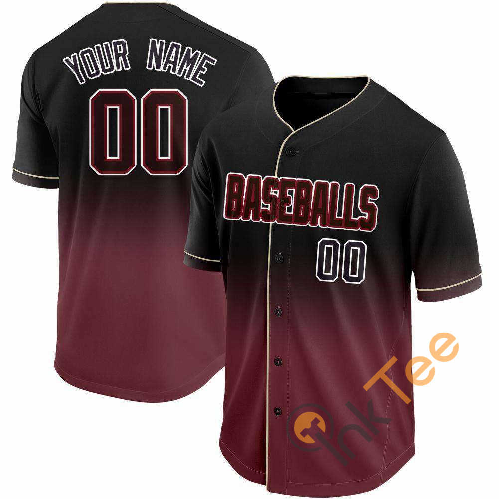 Custom Crimson Black White Fade Baseball Jersey
