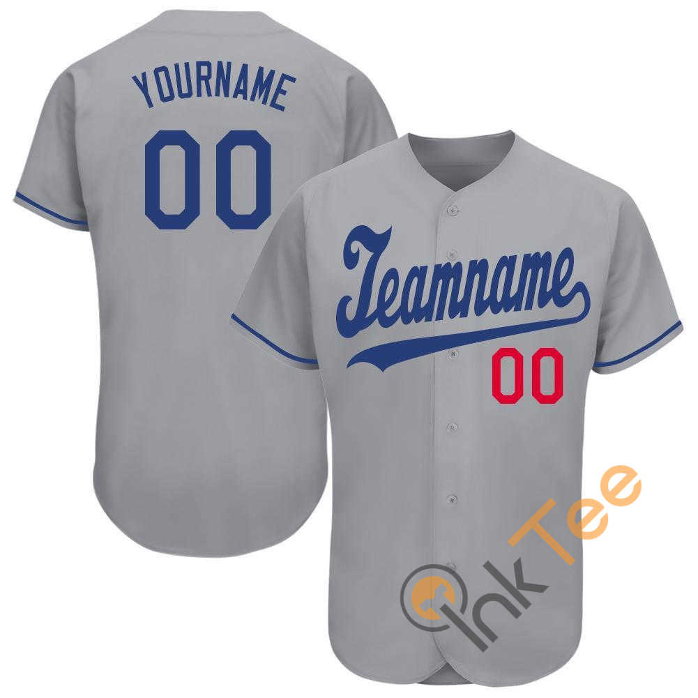 Custom Gray Royal Red Baseball Jersey