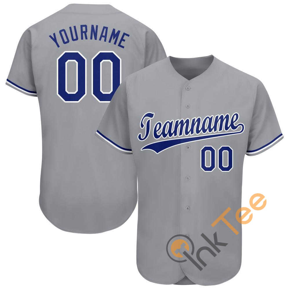 Custom Gray Royal White Baseball Jersey