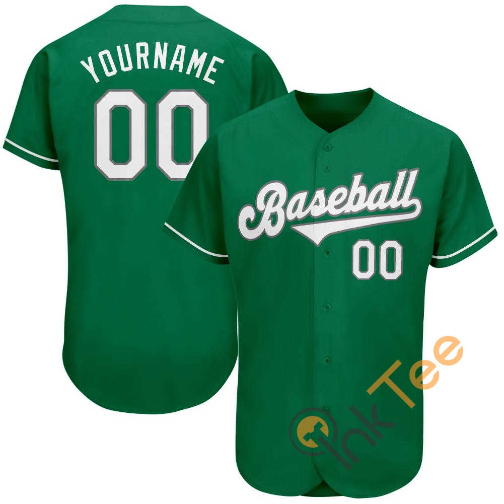 Custom Kelly Green White Gray St. Patrick’s Day Baseball Jersey