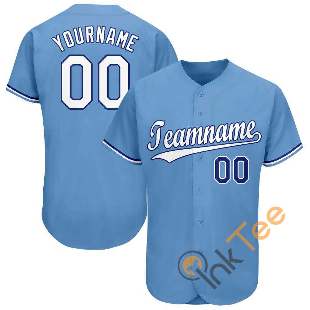 Custom Light Blue White Royal Baseball Jersey