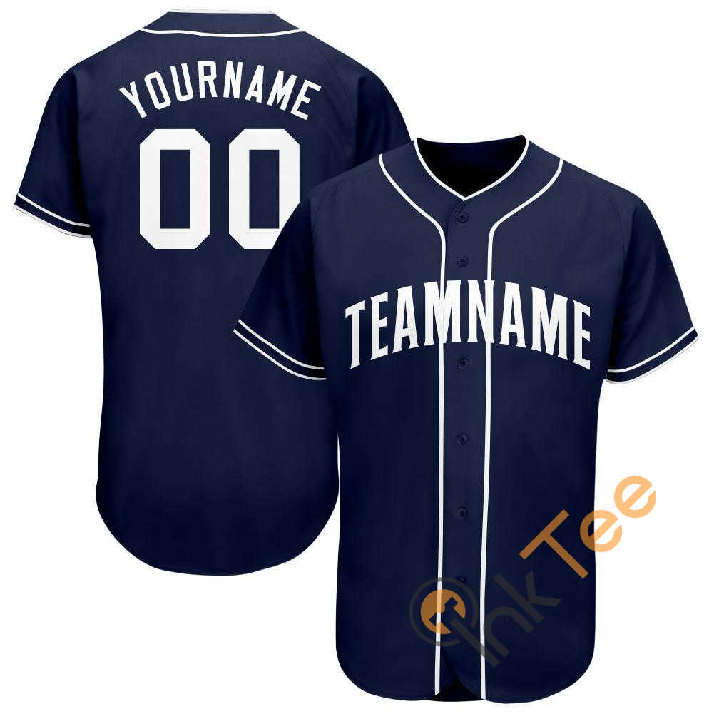 Custom Navy White Baseball Jersey