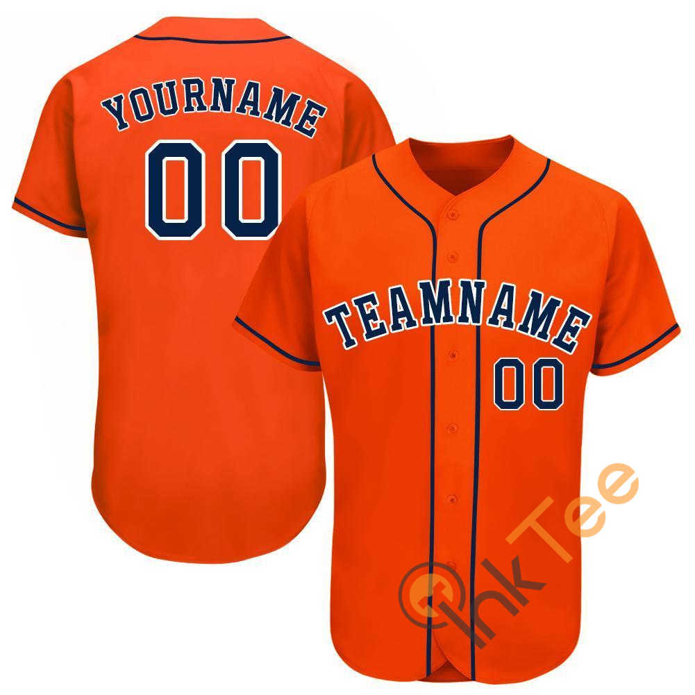 Custom Orange Navy White Baseball Jersey