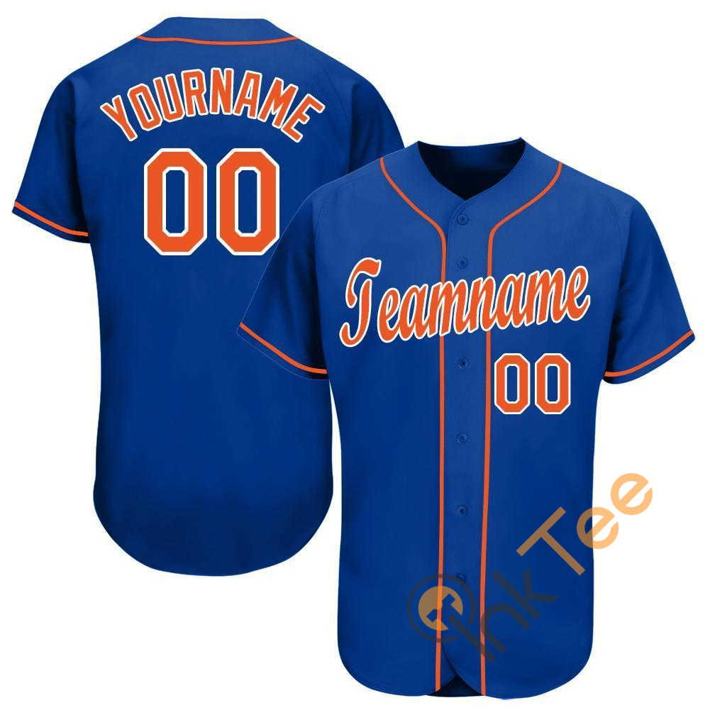 Custom Royal Orange White Baseball Jersey