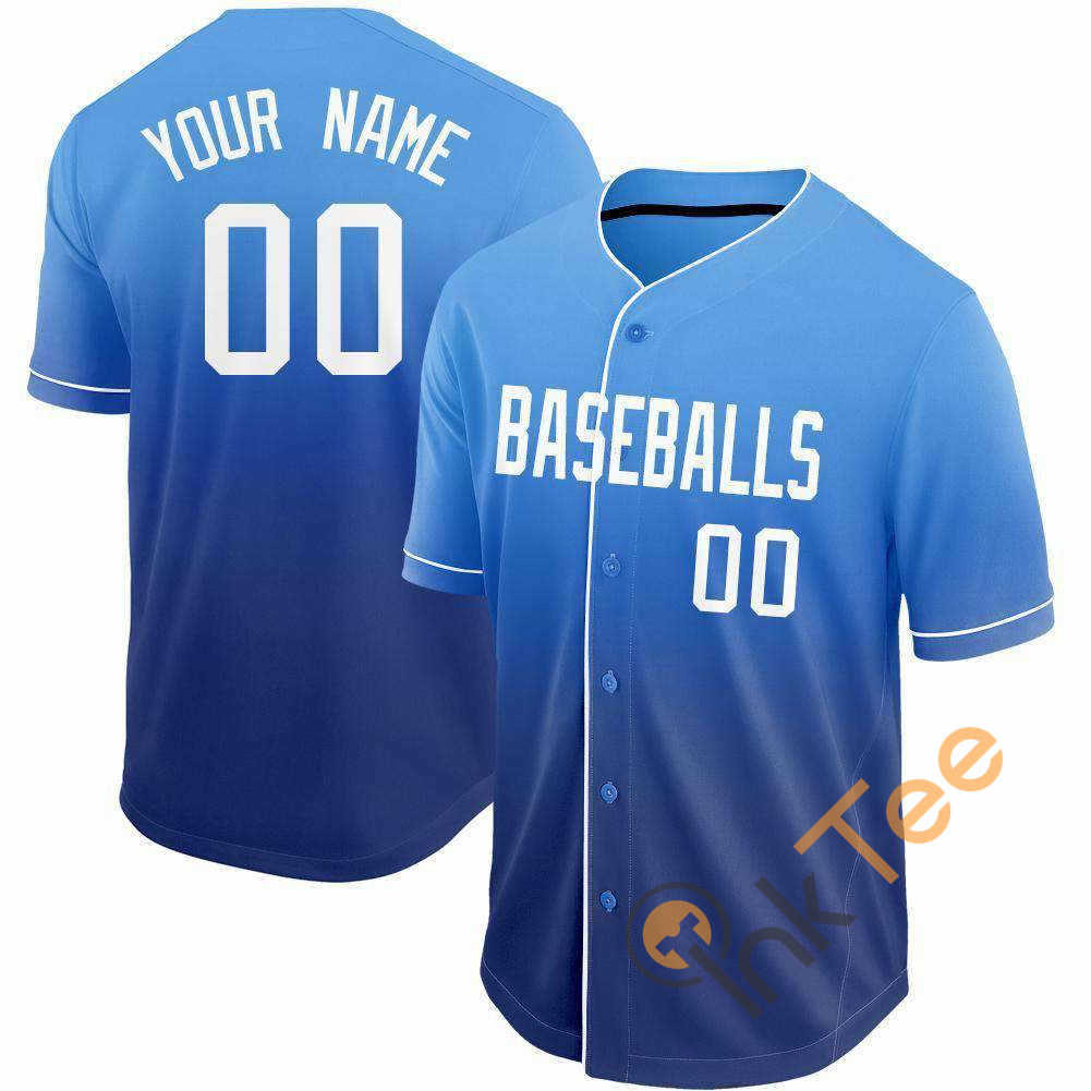 Custom Royal White Light Blue Fade Baseball Jersey