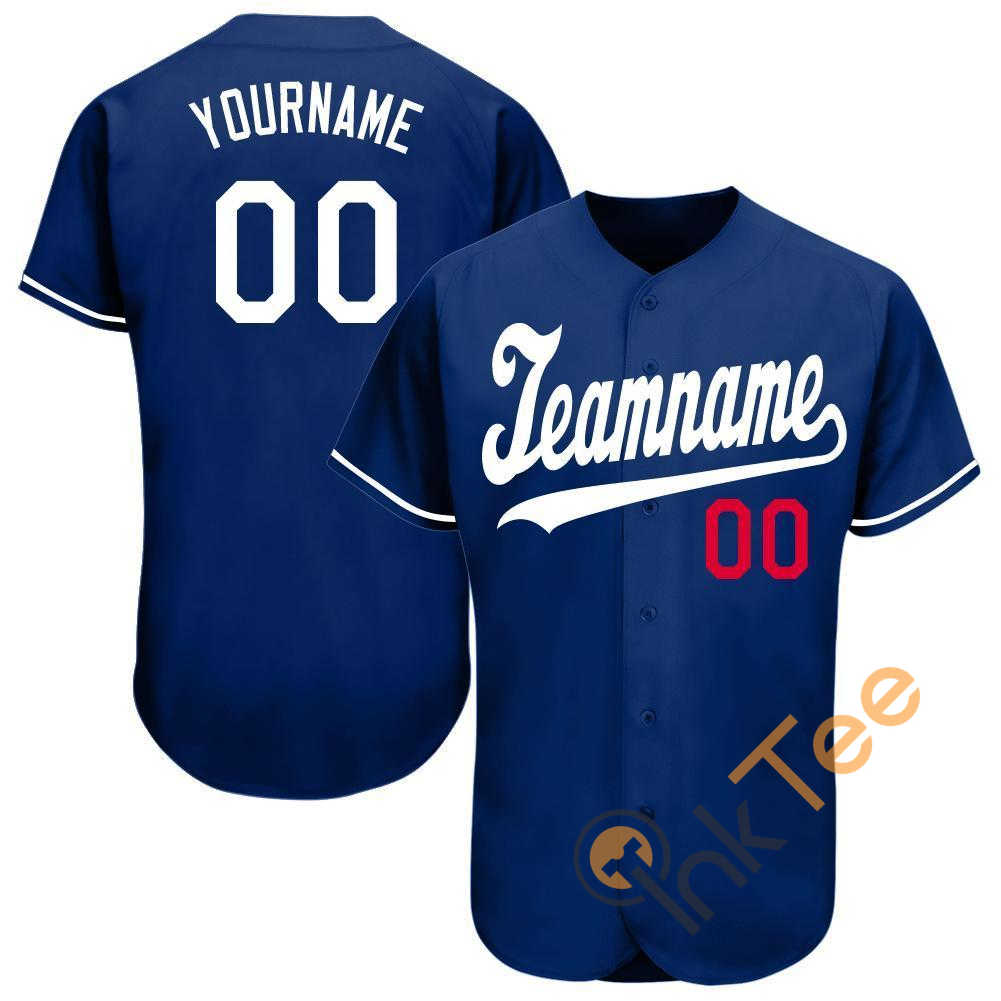 Custom Royal White Red Baseball Jersey