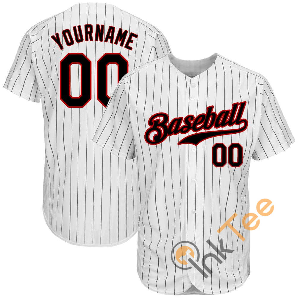 Custom White Black Strip Black Red Baseball Jersey