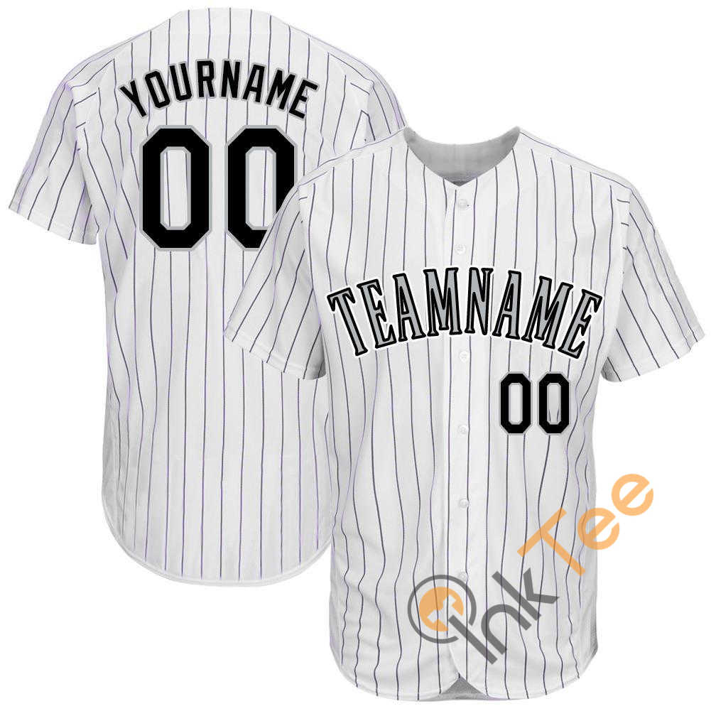 Custom White Purple Strip Black Gray Baseball Jersey