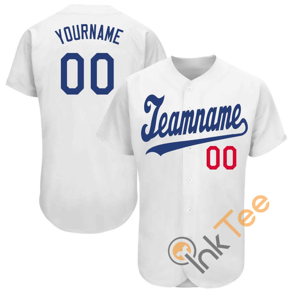 Custom White Royal Red Baseball Jersey