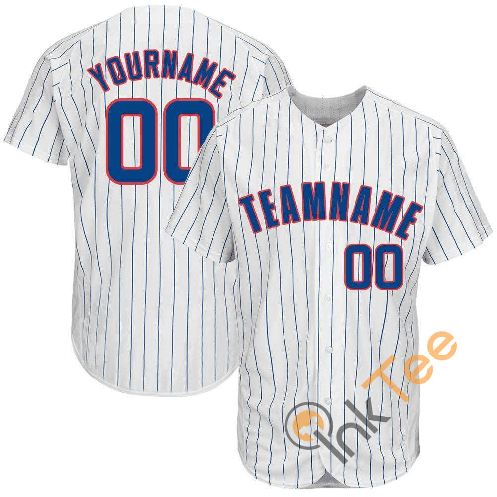 Custom White Royal Strip Royal Red Baseball Jersey