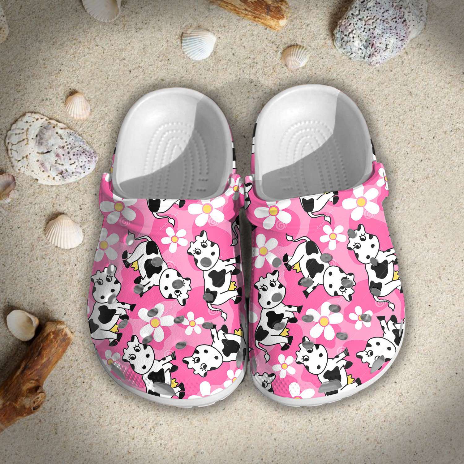 Cute Cow Flowers Crocs Clog Shoes