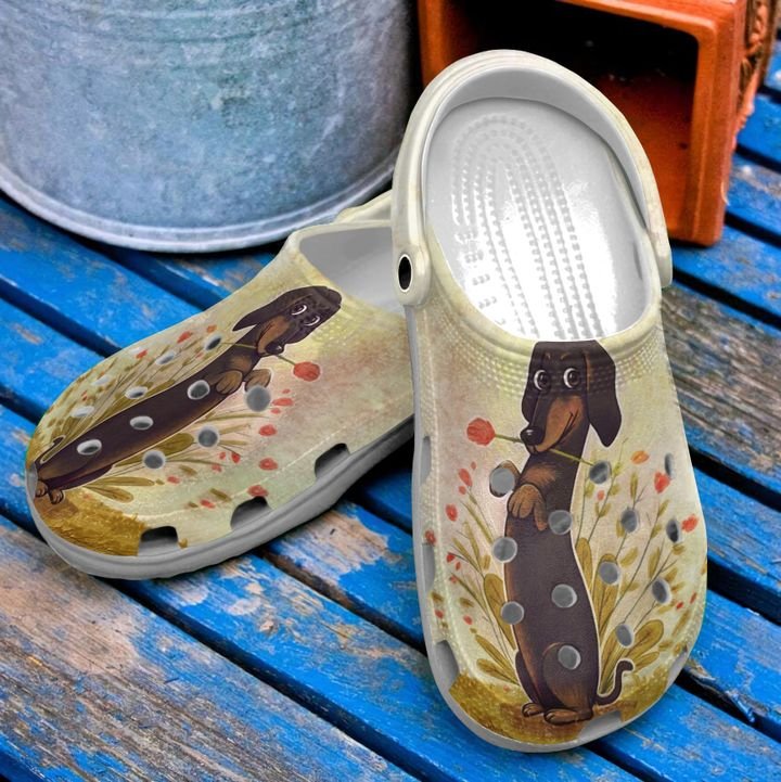 Dachshund Floral Crocs Clog Shoes