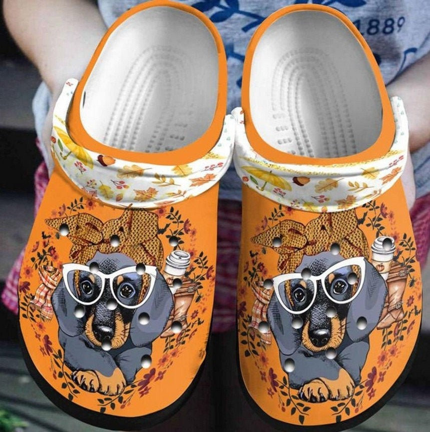 Dachshund Flower Love Crocs Clog Shoes