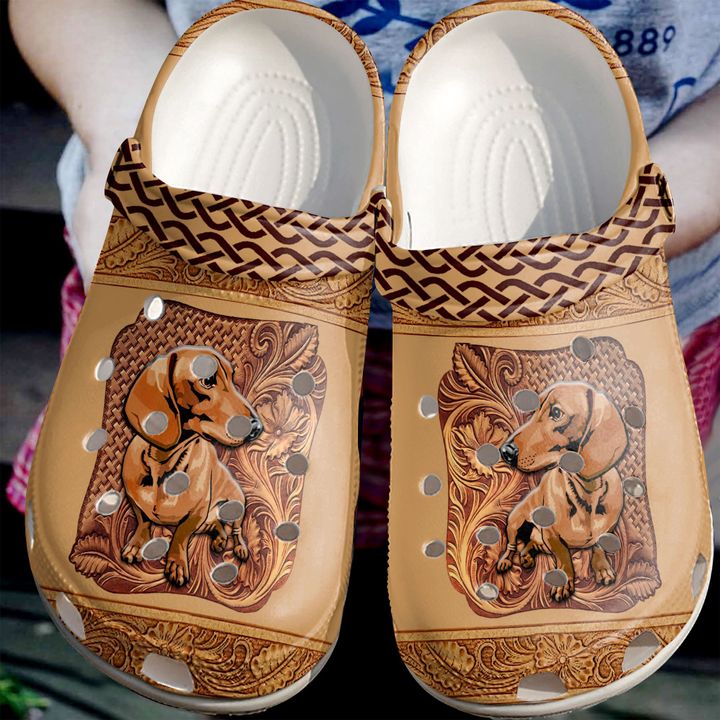 Dachshund Leather Crocs Clog Shoes