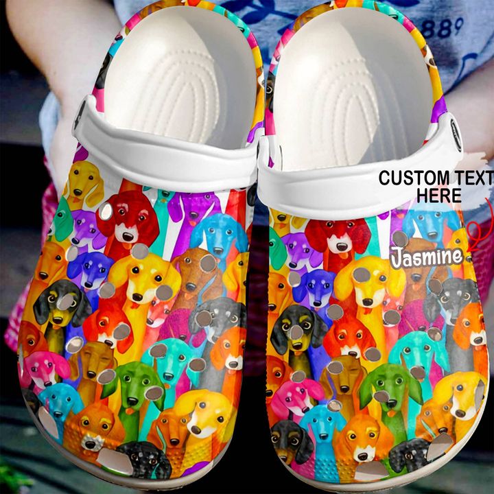 Dachshund Personalized Colorful Pattern Crocs Clog Shoes