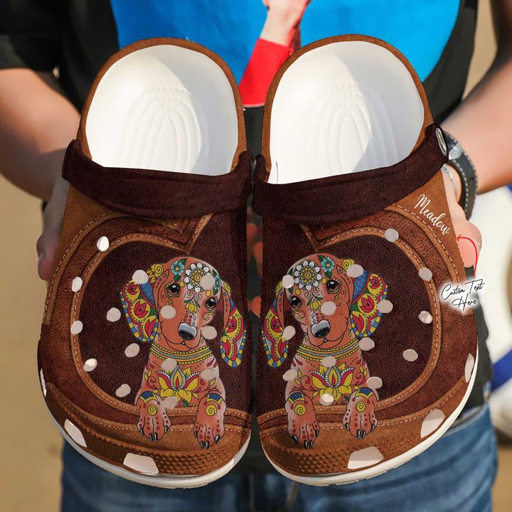 Dachshund Personalized Cute Floral V2 Crocs Clog Shoes