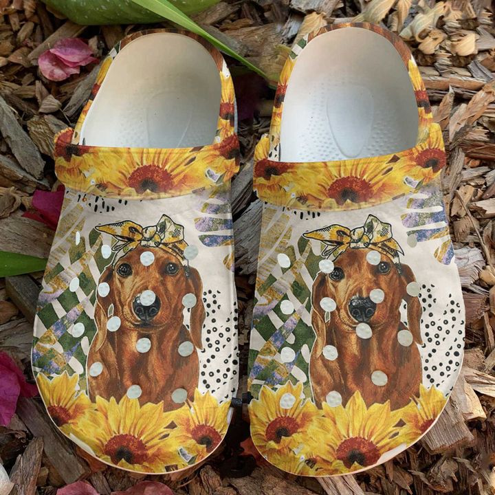 Dachshund Sunflower Crocs Clog Shoes