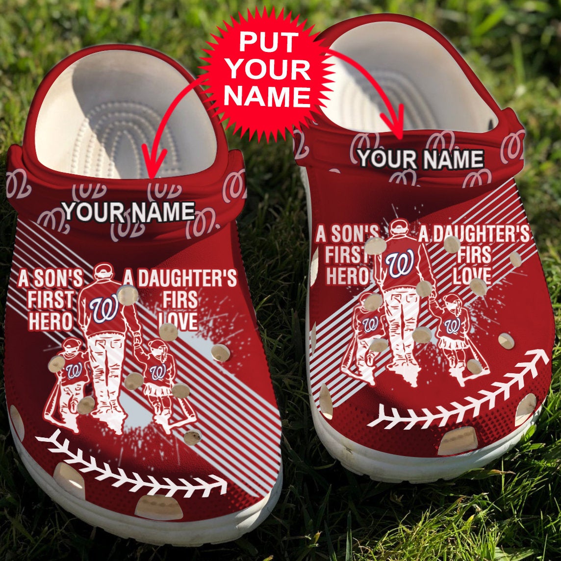 Dad And Son Daughter Mlb Washington Nationals Crocs Clog Shoes