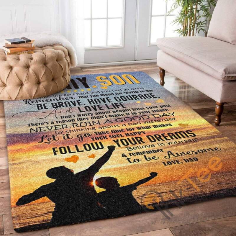 Dad To Son My Believe In Yourself And Be Awesome Bedroom Home Decoration Gift For Father’s Day Rug