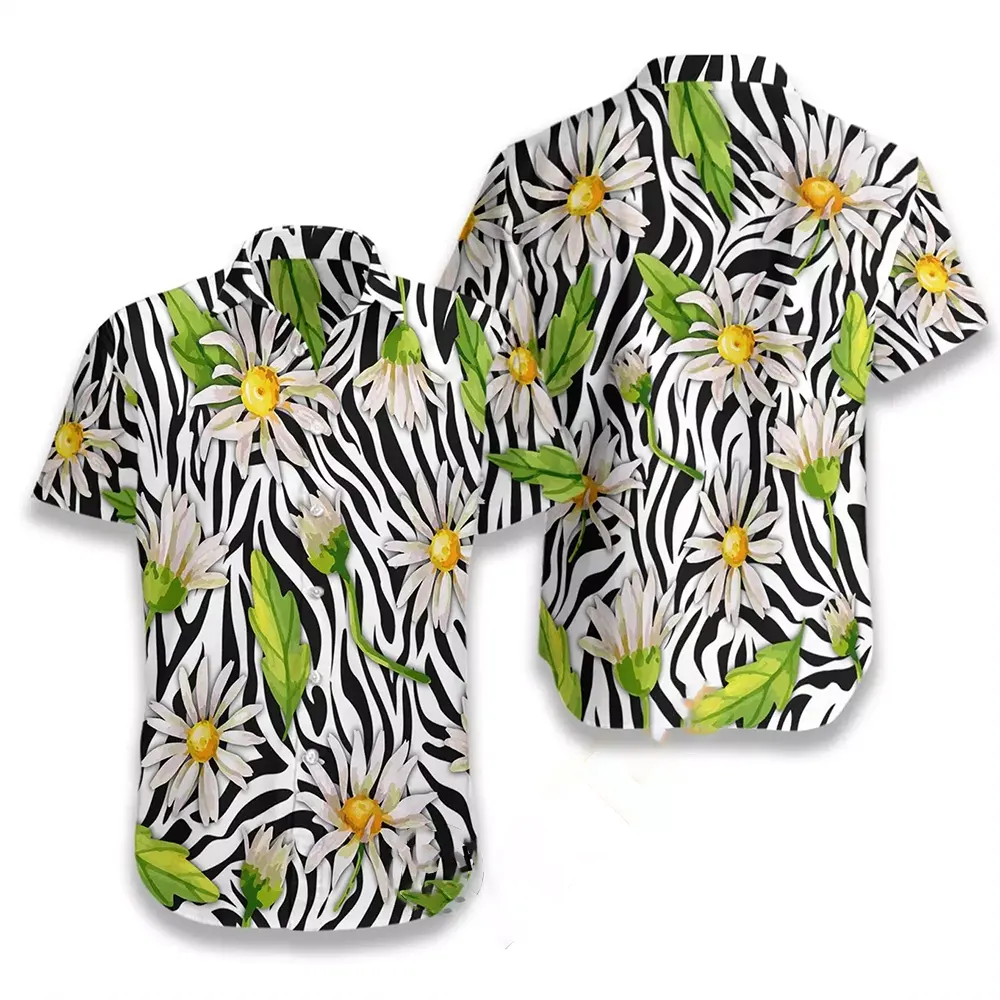 Daisy Zebra Watercolor Painting Art Hawaiian shirts