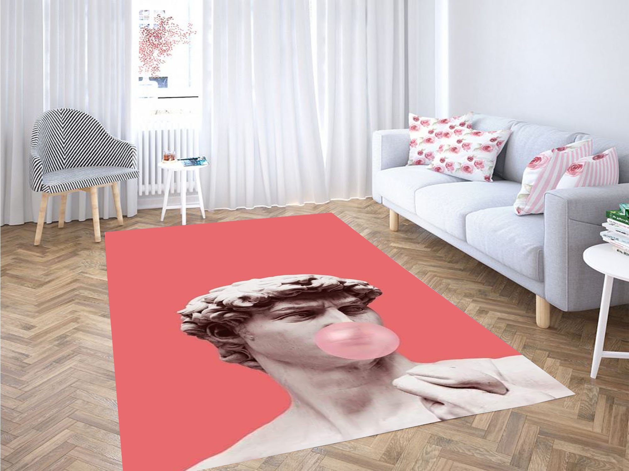 David Statue Bubble Gum Carpet Rug