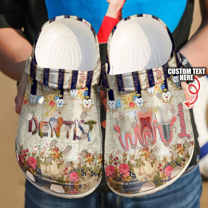 Dentist Personalized Floral Crocs Clog Shoes