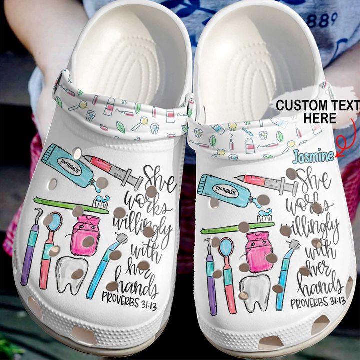 Dentist Personalized Peace Love Dental Crocs Clog Shoes