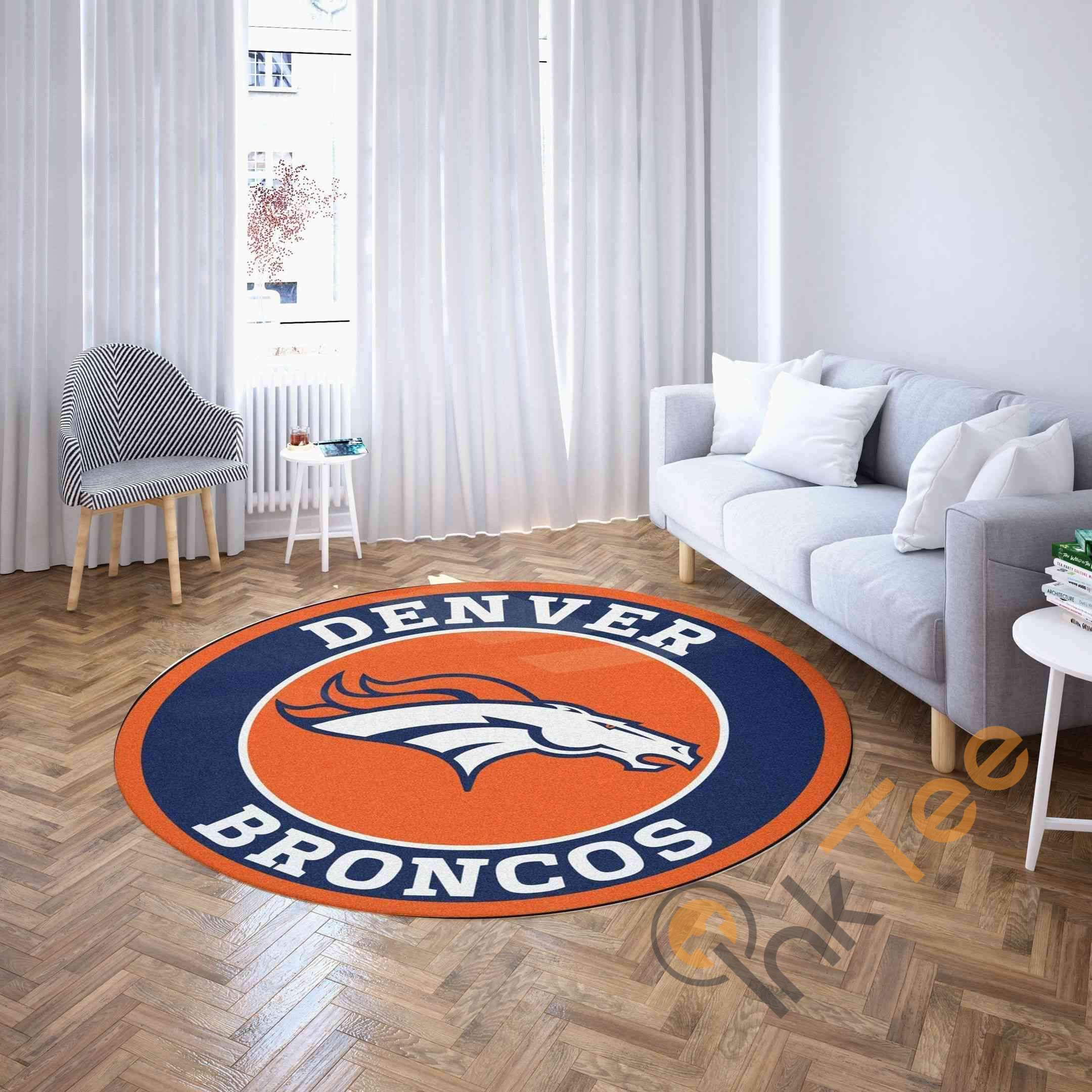Denver Broncos Round Carpet Nfl Football Rug