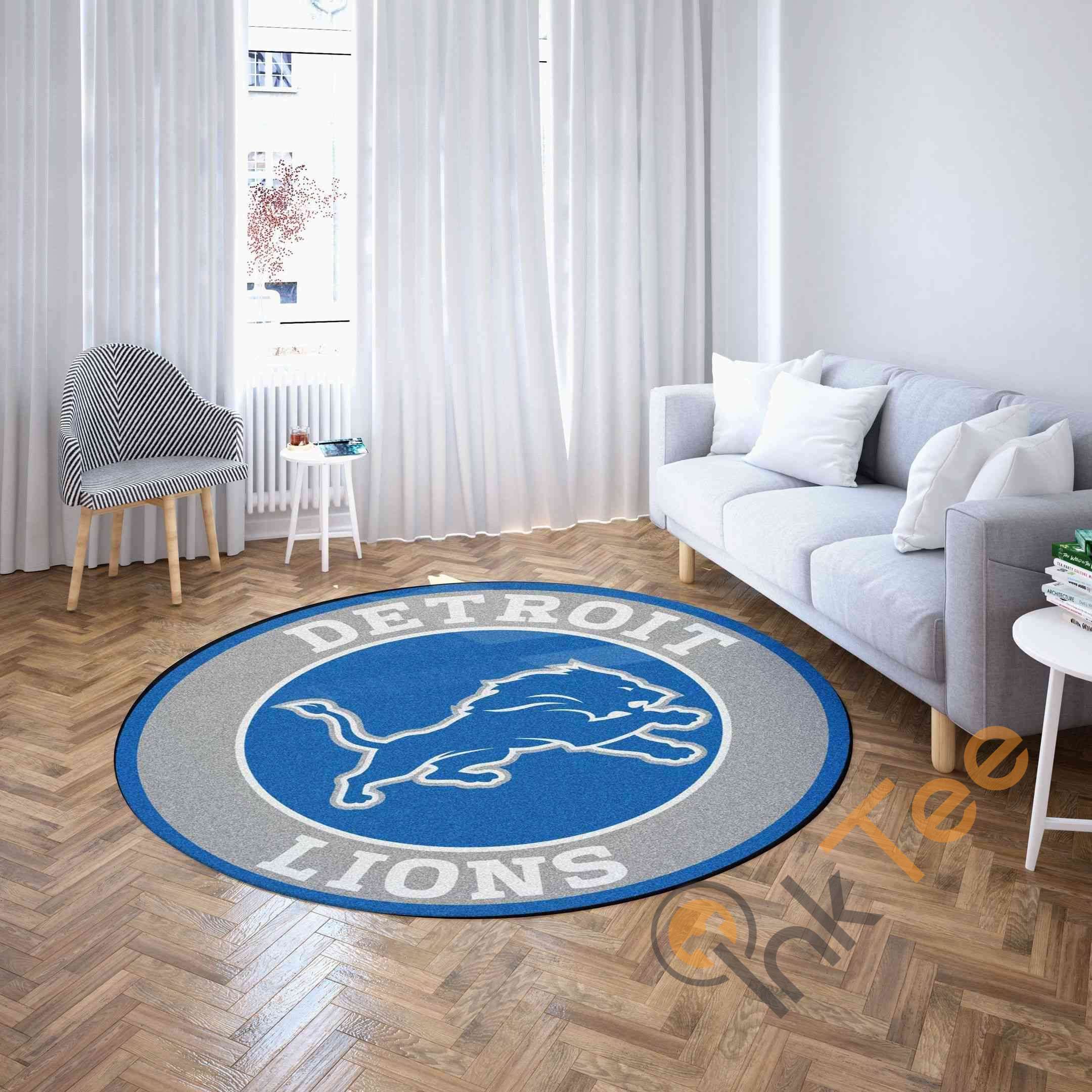 Detroit Lions Round Carpet Nfl Football Rug