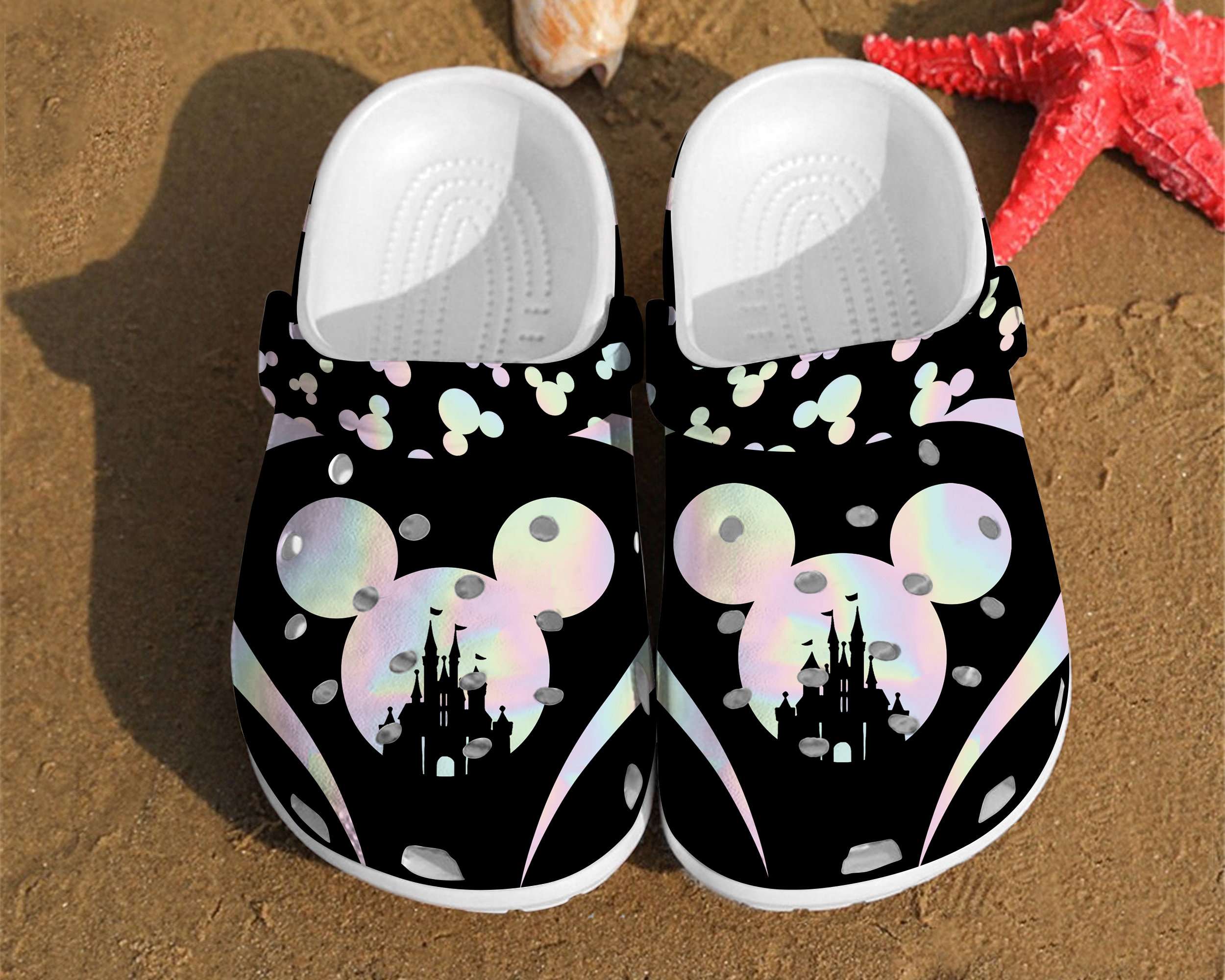 Disney Holographic Mickey Minnie Art Mouse Crocs Clog Shoes