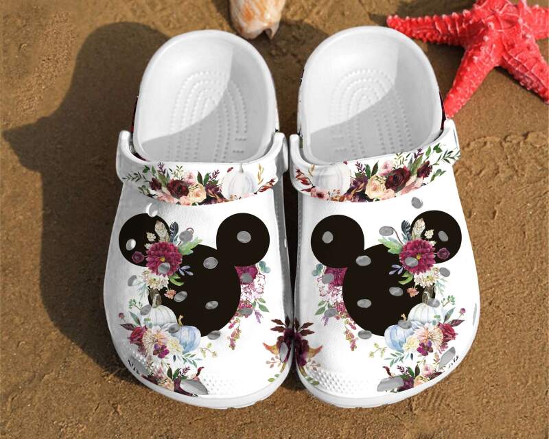 Disney Mickey Ears Watercolor Floral Minnie Art Mouse Anniversary Gifts Crocs Clog Shoes