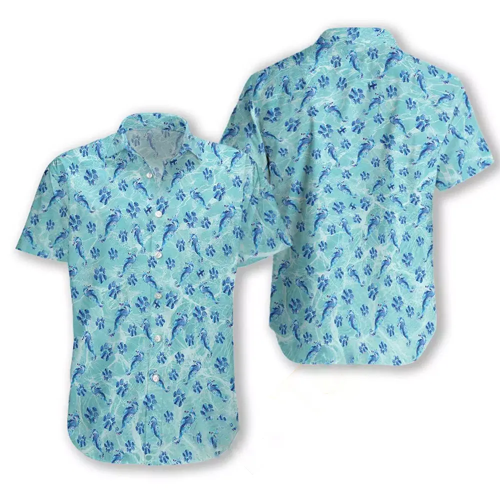 Dog Paw And Hippocampus Seamless Hawaiian shirts