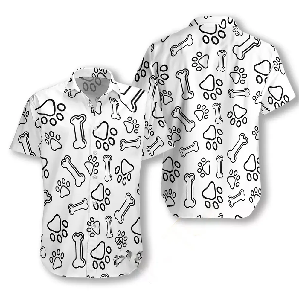 Dog Paw Bone And Pineapple Seamless Hawaiian shirts
