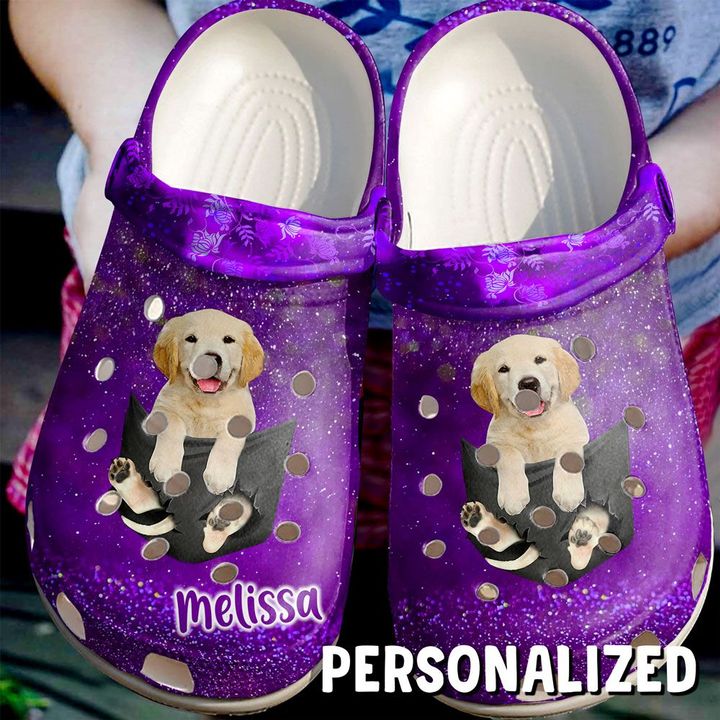 Dog Personalized Baby Golden In Pocket Crocs Clog Shoes