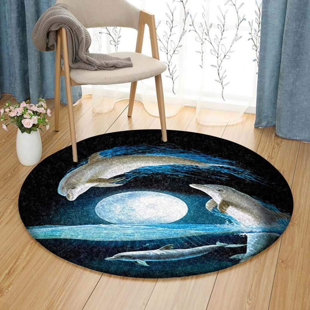 Dolphin And Moon Limited Edition Round Rug