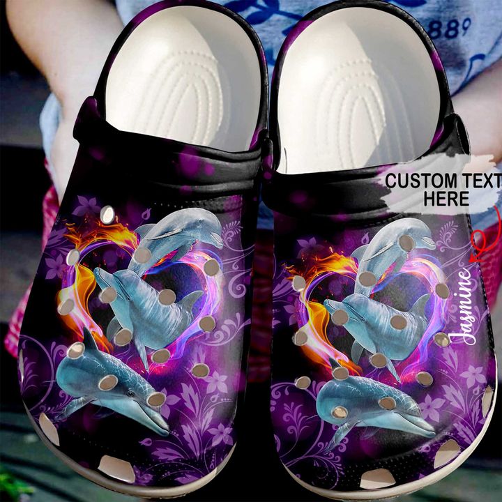 Dolphin Personalized Colorful Floral Dolphins Crocs Clog Shoes