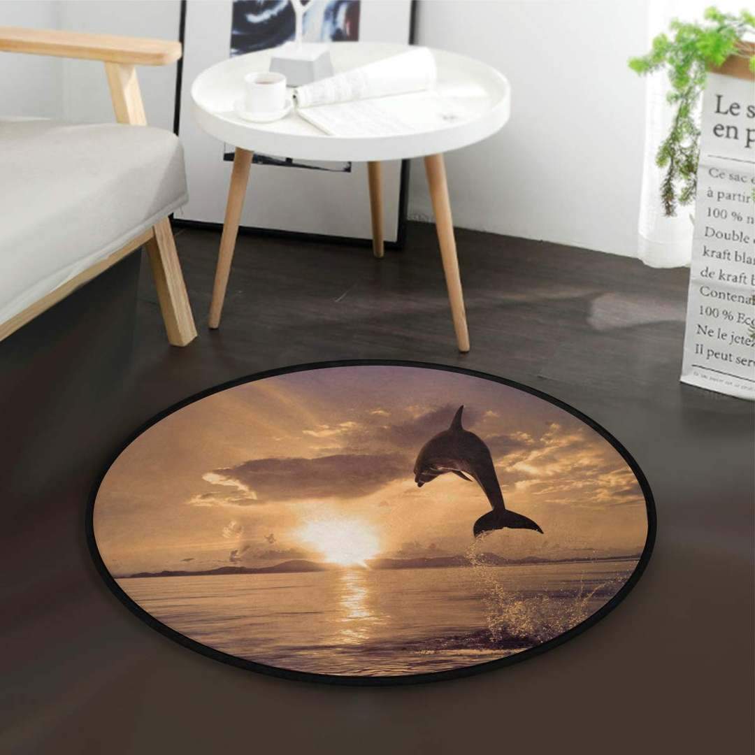Dolphin With Sunset Limited Edition Round Rug