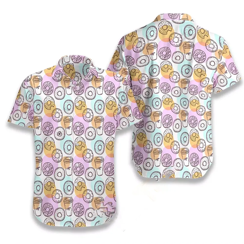 Donut And Coffee Seamless Pattern Hawaiian shirts