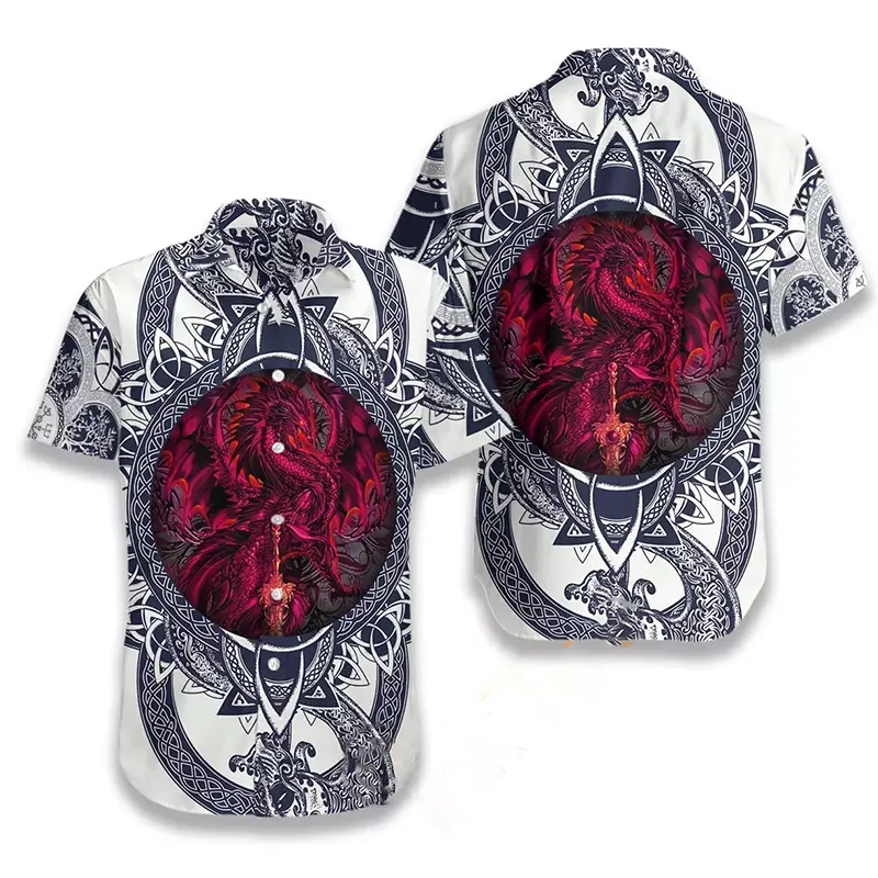 Dragon And Celtic Art 3d Hawaiian shirts