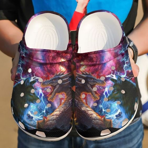 Dragon And Wolf Crocband Crocs Clog Shoes