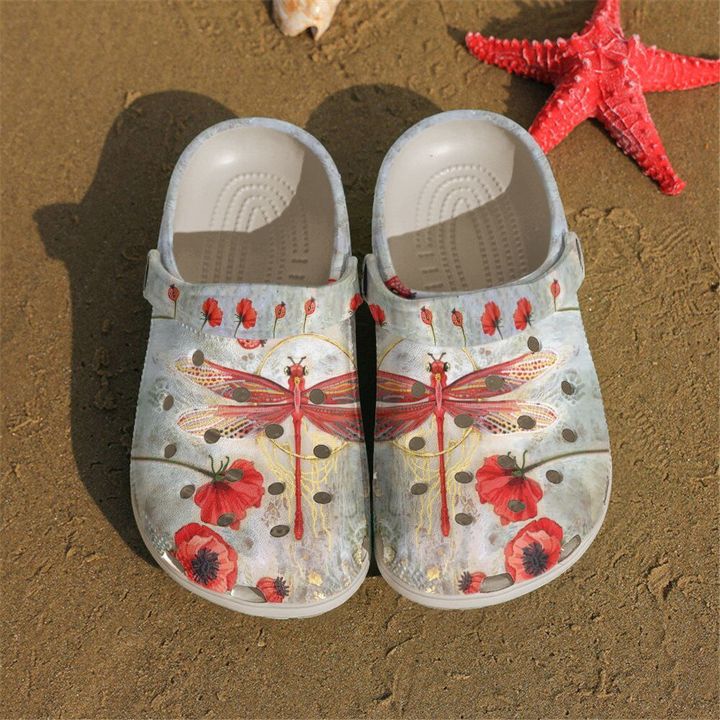 Dragonfly Red Crocs Clog Shoes