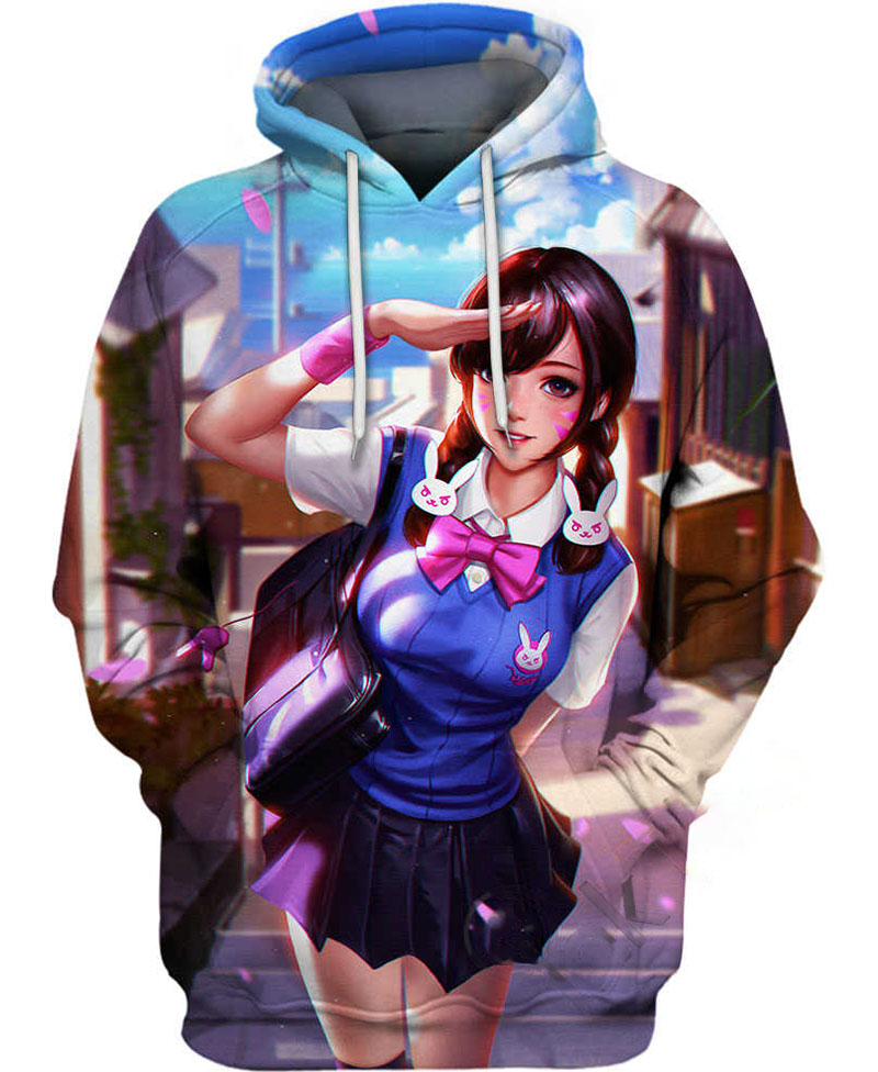 D.va School Uniform Hoodie 3D