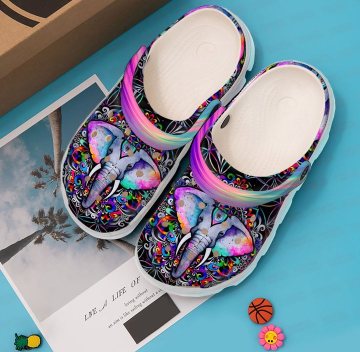 Elephant Colorful Hippie Crocs Clog Shoes