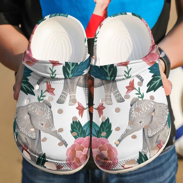 Elephant Floral Crocs Clog Shoes