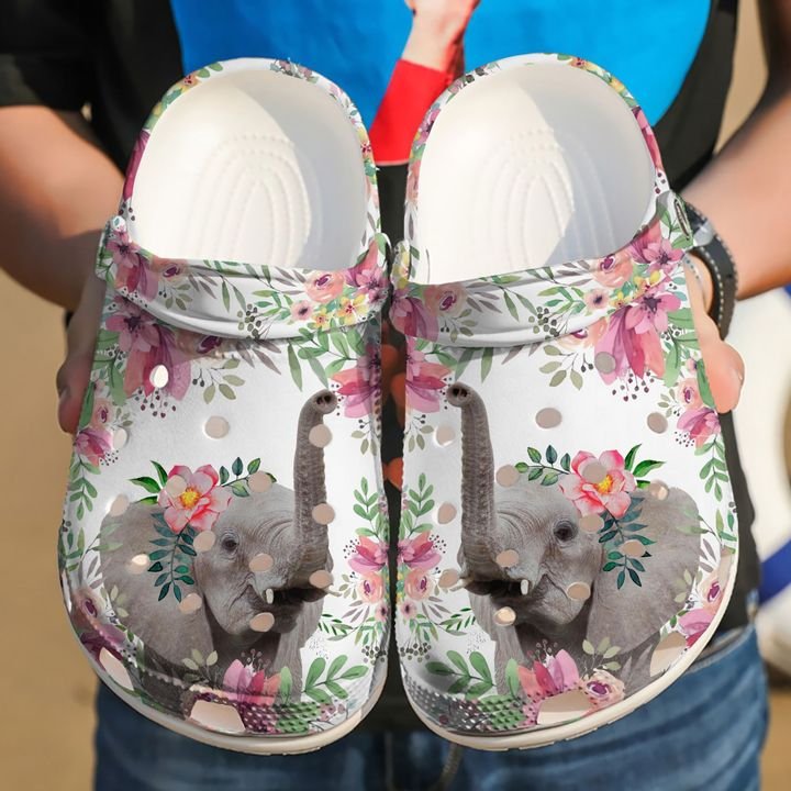 Elephant Floral Crocs Clog Shoes