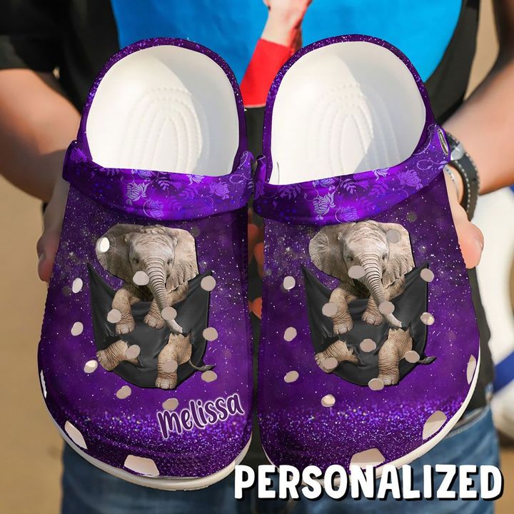 Elephant Personalized Baby In Pocket Crocs Clog Shoes
