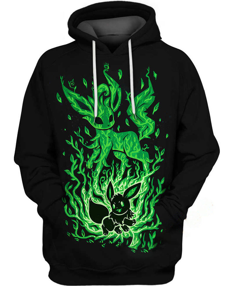 Evee And Leafeon Pokemon Hoodie 3D